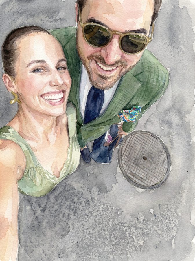 Selfie in der Stadt, Aquarell